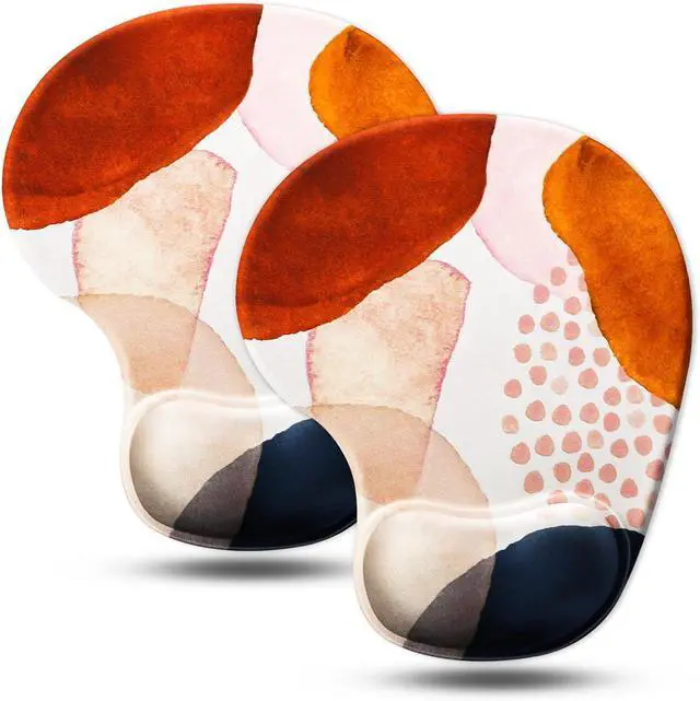 Main image of Mouse Pad 2 Pack Ergonomic Mouse Pads with Comfortable Gel Wrist Rest Support and Smooth Cloth Non-Slip PU Base for Easy Typing Pain Relief Durable and Easy to Clean Small Boho