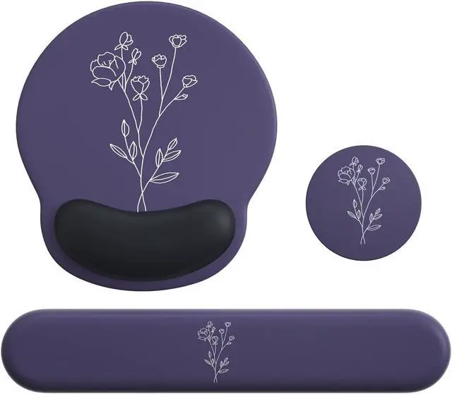 Main image of Mouse Pad with Keyboard Wrist Rest Ergonomic Mouse Pad Wrist Support PU Base with Coaster Mousepad with Nonslip Base for Computer Laptop Keyboard Home&Office