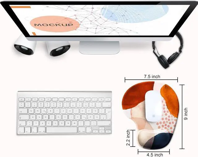 Alt view image 2 of 7 - Mouse Pad 2 Pack Ergonomic Mouse Pads with Comfortable Gel Wrist Rest Support and Smooth Cloth Non-Slip PU Base for Easy Typing Pain Relief Durable and Easy to Clean Small Boho