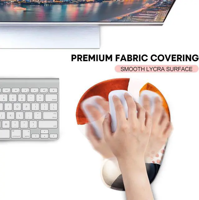 Alt view image 6 of 7 - Mouse Pad 2 Pack Ergonomic Mouse Pads with Comfortable Gel Wrist Rest Support and Smooth Cloth Non-Slip PU Base for Easy Typing Pain Relief Durable and Easy to Clean Small Boho