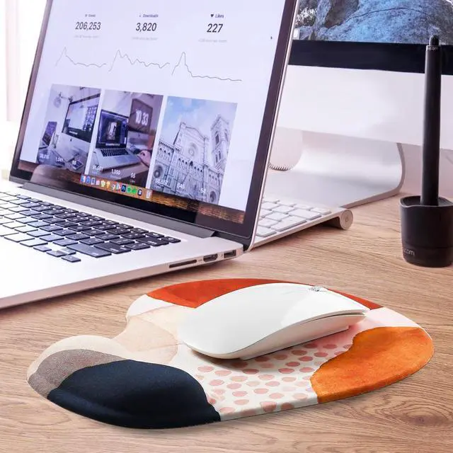 Alt view image 7 of 7 - Mouse Pad 2 Pack Ergonomic Mouse Pads with Comfortable Gel Wrist Rest Support and Smooth Cloth Non-Slip PU Base for Easy Typing Pain Relief Durable and Easy to Clean Small Boho