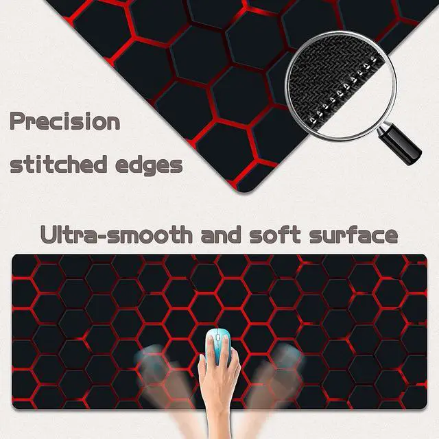 Alt view image 2 of 7 - Gaming Mouse Pad - (31.5×11.8) Honeycomb Large Mouse Pads for Desk - Desk Mat for Keyboard and Mouse with Non-Slip Base Desks Pad Matfor Game/Office & Home