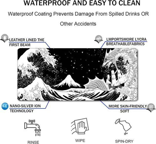 Alt view image 4 of 7 - Extra Large Mouse Pad Gaming Mouse Pad Waterproof Extra Large Mousepad with Stitched Edges Non-Slip Base Keyboard Pad for Gamer Office & Home 31.5 x 15.8 Dragon