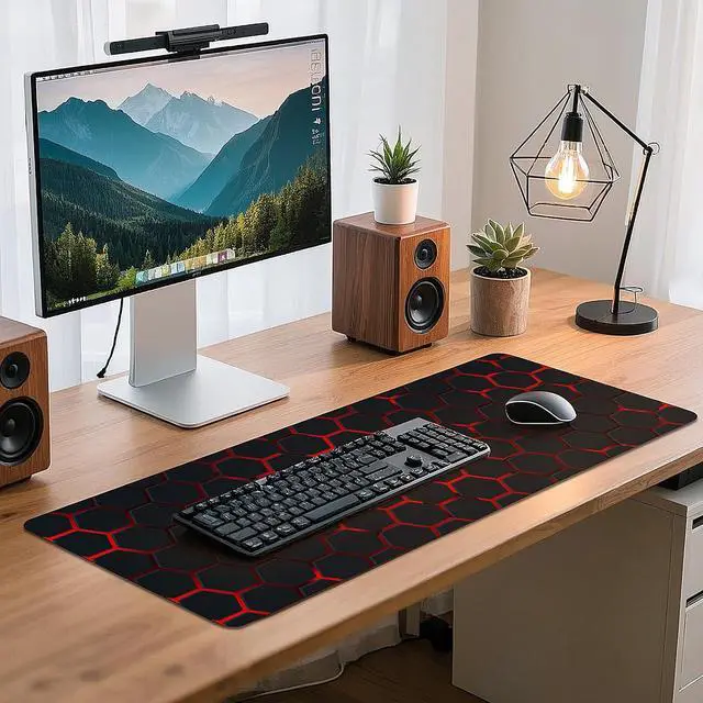 Alt view image 7 of 7 - Gaming Mouse Pad - (31.5×11.8) Honeycomb Large Mouse Pads for Desk - Desk Mat for Keyboard and Mouse with Non-Slip Base Desks Pad Matfor Game/Office & Home