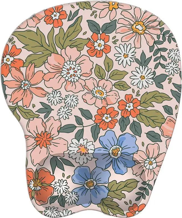 Main image of Wrist Support Mouse Pad Anti Slip Rubber Wrist Rest Mousepad 9in X 8in Small Desktop Notebook Mouse Mat for Working and Gaming (M-Pink Floral)