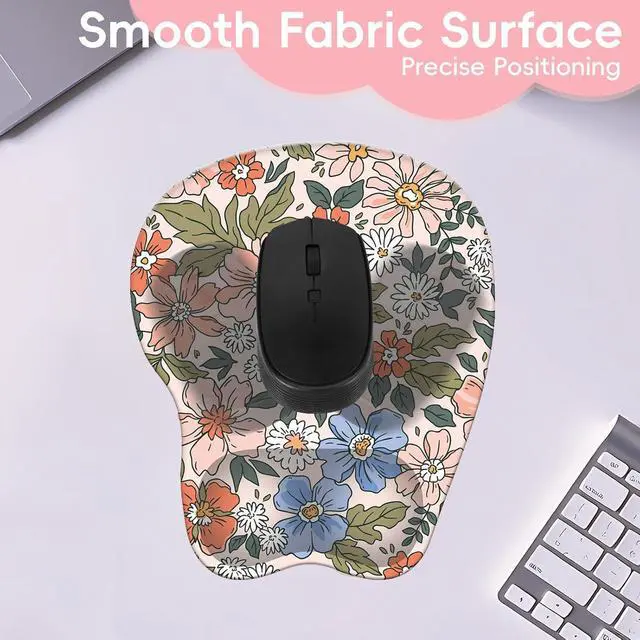 Alt view image 3 of 7 - Wrist Support Mouse Pad Anti Slip Rubber Wrist Rest Mousepad 9in X 8in Small Desktop Notebook Mouse Mat for Working and Gaming (M-Pink Floral)