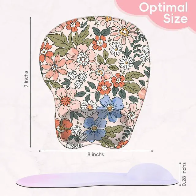 Alt view image 2 of 7 - Wrist Support Mouse Pad Anti Slip Rubber Wrist Rest Mousepad 9in X 8in Small Desktop Notebook Mouse Mat for Working and Gaming (M-Pink Floral)