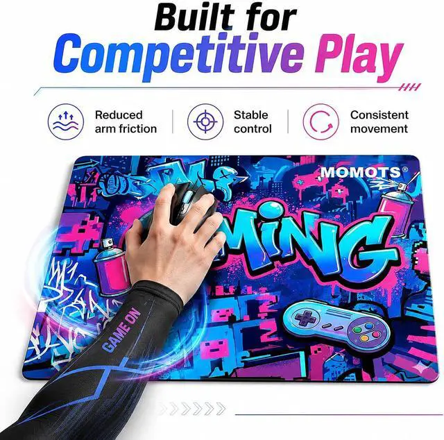 Alt view image 5 of 7 - Tempered Glass Gaming Mouse Pad Micro-Etched Hard Surface for Fast Glide & FPS 4mm Anti-Slip Silicone Base Includes PTFE Skates & Kit 13.8 x 11.8 / 350mm x 300mm Medium Cyberpunk Edition