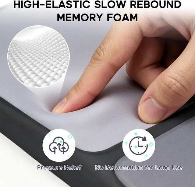 Alt view image 4 of 7 - Ergonomic Mouse Pad with Wrist Rest 8°Slope Design Memory Foam Support | Spacious Lycra Surface Non-Slip Stable PU Base Pain Relief High Tracking Accuracy Fits Magic Mouse for Home Office Black