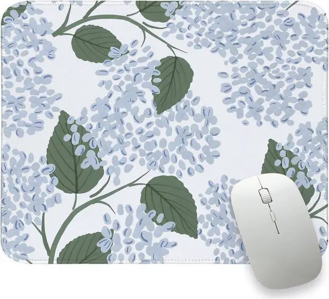 Main image of Light Blue Mouse Pad Blue Hydrangea Mousepad Mat Small Cute Flroal Mouse Pad for Desks Hydrangea Aesthetic Office Desk Accessories Flroal Gifts for Women 10.2x8.2