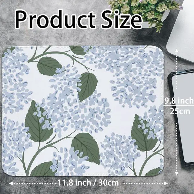 Alt view image 3 of 6 - Light Blue Mouse Pad Blue Hydrangea Mousepad Mat Small Cute Flroal Mouse Pad for Desks Hydrangea Aesthetic Office Desk Accessories Flroal Gifts for Women 10.2x8.2