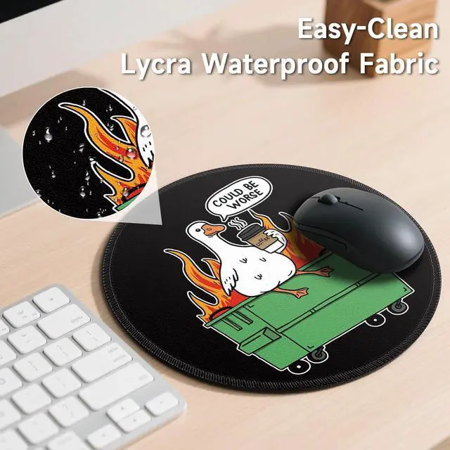 Alt view image 6 of 7 - Funny Goose Mouse Pad - 8.6 Inch Round Non-Slip Office Desk Mat Cute Humorous Gift for Coworkers Boss Premium Stitched Washable Mousepad for Computer Laptop Office Desk Accessories