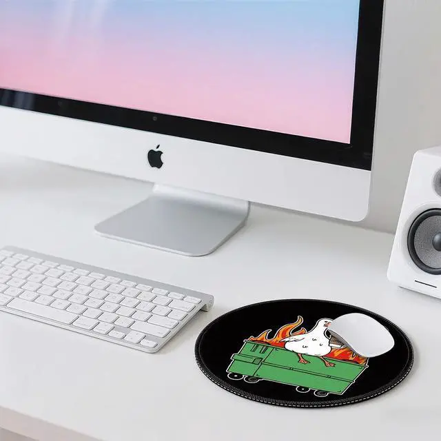 Alt view image 7 of 7 - Funny Goose Mouse Pad - 8.6 Inch Round Non-Slip Office Desk Mat Cute Humorous Gift for Coworkers Boss Premium Stitched Washable Mousepad for Computer Laptop Office Desk Accessories