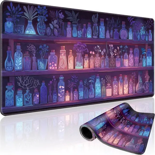 Main image of Mystical Potion Bottles Gaming Mouse Pad 31.5x15.7XXL Desk Mat Non-Slip Rubber Base & Stitched Edges - Extended Waterproof Mousepad for PC/Laptop/Office/Home Decor