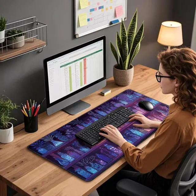 Alt view image 3 of 7 - Mystical Potion Bottles Gaming Mouse Pad 31.5x15.7XXL Desk Mat Non-Slip Rubber Base & Stitched Edges - Extended Waterproof Mousepad for PC/Laptop/Office/Home Decor