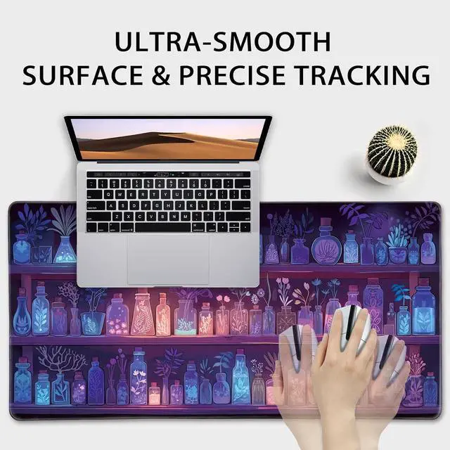 Alt view image 5 of 7 - Mystical Potion Bottles Gaming Mouse Pad 31.5x15.7XXL Desk Mat Non-Slip Rubber Base & Stitched Edges - Extended Waterproof Mousepad for PC/Laptop/Office/Home Decor