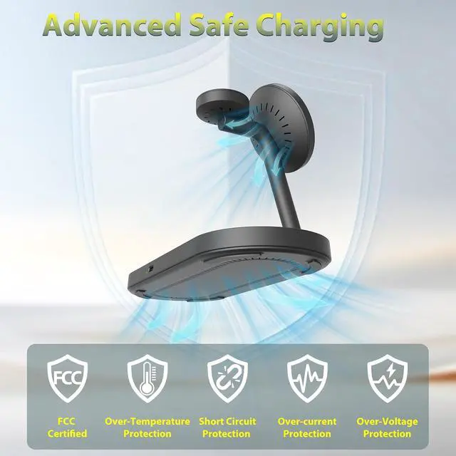 Alt view image 6 of 7 - Dual Phone Wireless Charger 30W Magnetic 4 in 1 Charging Station for Devices Charging Stand for iPhone 17/16/15/14/13/12 Series Support for Watch11/10 for 4
