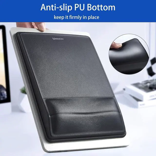 Alt view image 5 of 7 - Pain Relief & Wrist Support Mouse Pad Ergonomic Design with Contouring Memory Foam High-Precision PU Surface Non-Slip Base for Office/Gaming(Black)