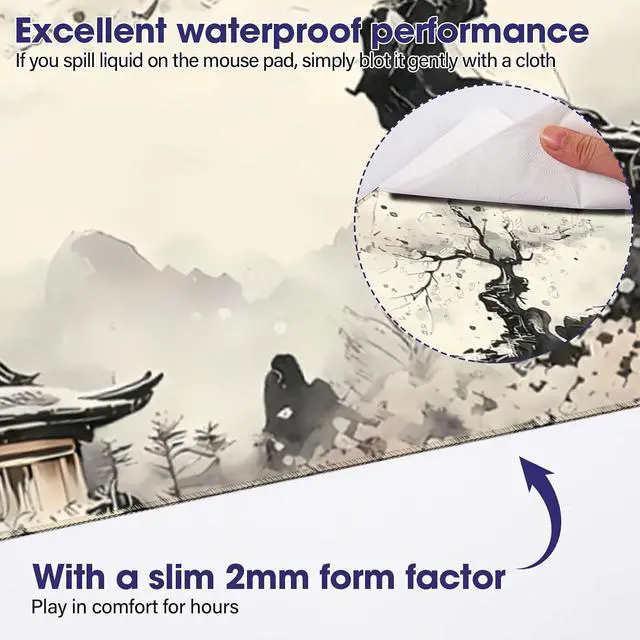Alt view image 5 of 7 - Professional Extended Gaming Mouse Pad - 31.5 x 15.7 Large Desk Mat with Stitched Edges Waterproof Coating Non-Slip Rubber Base for Gamers Esports Pros Office Home Landscaping