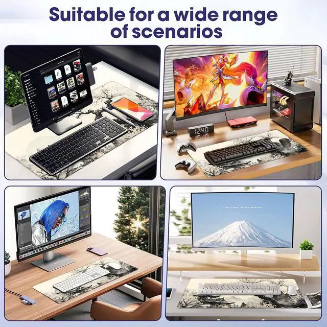 Alt view image 7 of 7 - Professional Extended Gaming Mouse Pad - 31.5 x 15.7 Large Desk Mat with Stitched Edges Waterproof Coating Non-Slip Rubber Base for Gamers Esports Pros Office Home Landscaping