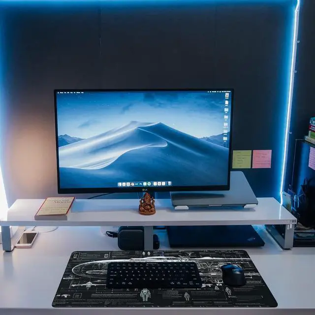 Alt view image 6 of 7 - Large Gaming Mouse Pad for Desk Spaceship Detailed Blueprint Desk Mat Spacecraft Assembly Diagram Desk Pad 31.5x15.7 Extended Big Keyboard Mouse Pad with Non-Slip Base and Stitched Edge