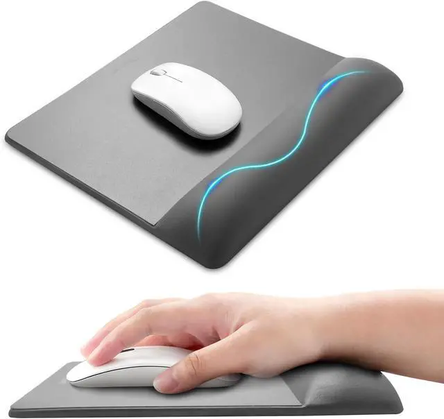 Main image of Wide Size Mouse Pad with Wrist Rest Premium PU Material Low-Rebound Cushion Ergonomic Design Comfortable Wide-Size Operation Smooth Mouse Control with Hard Plate Reduces Fatigue(Gray)