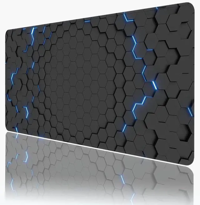 Main image of Blue Honeycomb Mouse Pad XXL 35.4x15.7 Big Gaming Mousepad Geometric Hexagon Large Extended Mouse Mat Non-Slip Rubber Base Waterproof with Stitched Edges for Gaming Office Home