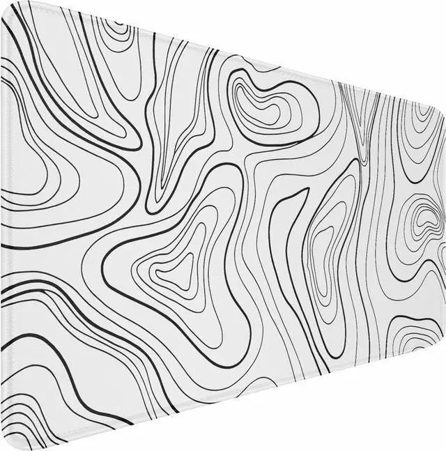 Main image of Large Mouse Pad 31.5 x 11.8 in Gaming Mousepad with Stitched Edges Premium Microfiber Cloth Surface Waterproof Non-Slip Base Keyboard Desk Mat for Home Office Gaming White Black Lines