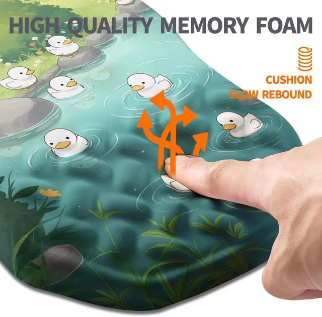 Alt view image 3 of 6 - Ergonomic Slope Mouse Pad Wrist Support Wrist Rest Mousepad for Carpal Tunnel Pain Relief with Massage Bulge and Slow Rebound Memory Foam (12x8 inch Cute Ducks)