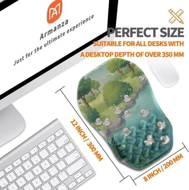 Alt view image 5 of 6 - Ergonomic Slope Mouse Pad Wrist Support Wrist Rest Mousepad for Carpal Tunnel Pain Relief with Massage Bulge and Slow Rebound Memory Foam (12x8 inch Cute Ducks)