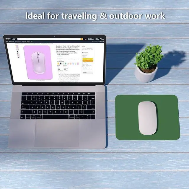 Alt view image 7 of 7 - Small Mouse Pad 6 x 8 Inch Thick Rubber Premium-Textured Non-Slip Portable & Washable Mini Mouse Mat for Women Men Wireless Laptops Keyboard Tray Gaming Computer Office Travel Forest Green
