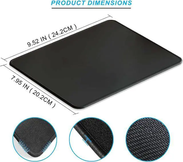 Alt view image 2 of 5 - 2 Pack Mouse Pad Computer Mouse Mat with Anti-Slip Rubber Base Easy Gliding Washable & Durable Cloth Surface Portable Optimal Size 9.5x7.9 Inch for Office Laptop Computer Black