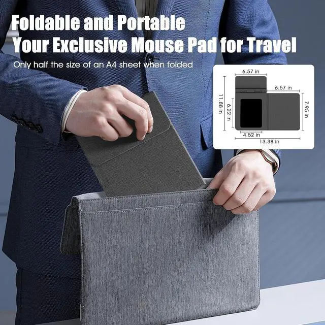 Alt view image 3 of 7 - Foldable Wireless Charging Mouse Pad with Writing Tablet 15W Qi Magnetic Fast Charging Travel Mouse Pad Multi-Functional PU Leather Mat Charging Pad for iPhone iWatch Office Home Accessories