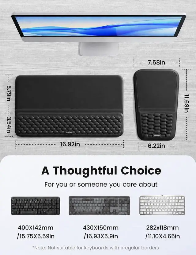 Alt view image 6 of 7 - Keyboard Stand and Mouse Pad Set with Wrist Rest Soft Memory Foam Wrist Support Ergonomic Wrist Cushion for Desk Relieves Carpal Tunnel Pain Palm Hand Typing for Office Home Gaming