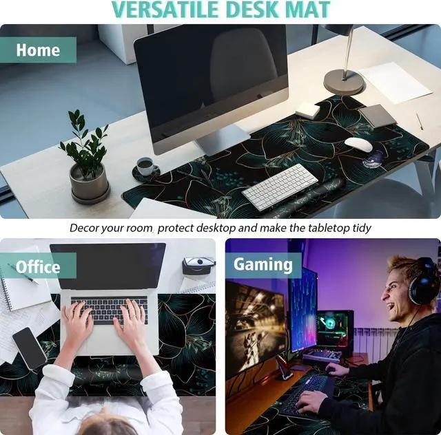 Alt view image 7 of 7 - Keyboard Mouse Pad Set Large Gaming Mouse Pad+Keyboard Wrist Rest+Wrist Rest+Coaster Computer Desk pad Set Wrist Support for Office Desktop Laptop. (35.4 x 15.7) Extended Desk Mat (Floral)