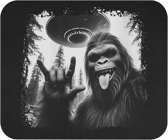 Main image of Sasquatch Bigfoot Selfie with UFO Funny Graphic Mouse Pad Humor Work Gifts for Coworker Mousepad Women Men Office Mouse Pads Gift for Him Funny Office Sarcastic Dad Joke Sarcasm Humoristic