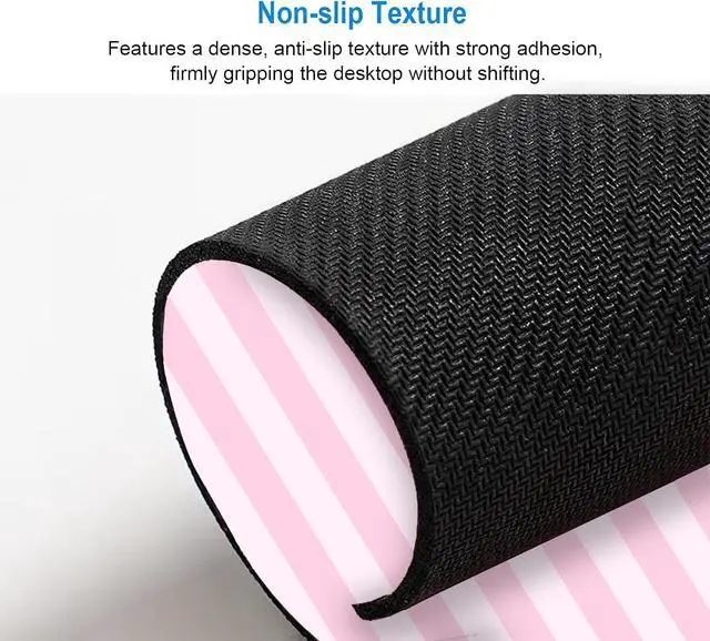 Alt view image 6 of 7 - Square Light Pink Mouse Pad Small Cute Pastel Striped Computer Mouse Pads Non-Slip Rubber Base Aesthetic Mousepad Washable Cloth Mouse Mat Decor Gifts Coworker Gift for Girls Kids