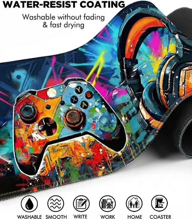 Alt view image 3 of 7 - Mouse Pad Game Mousepad Large Size 31.5x11.8in Mouse Pads with Stitched Edge & Rubber Non-Slip Bottom Designed for Gaming Home Office (Game Console)