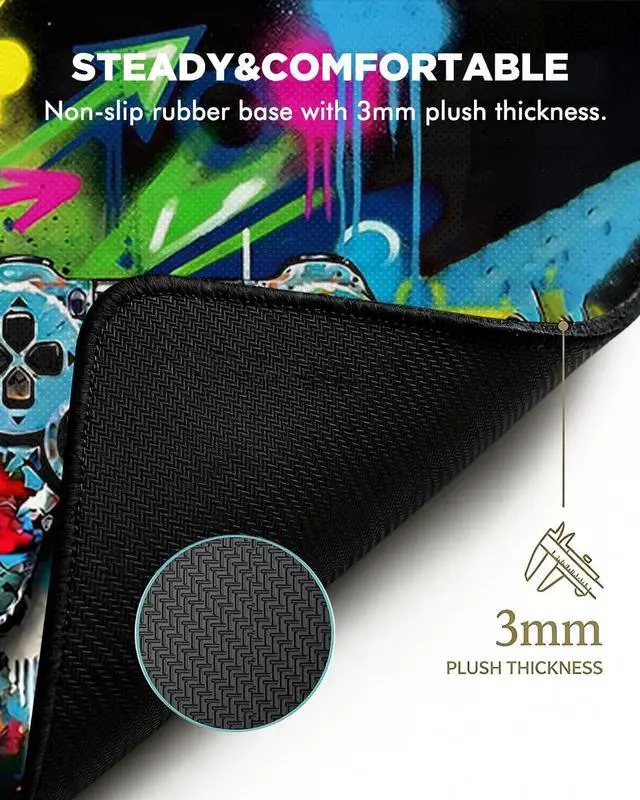 Alt view image 6 of 7 - Mouse Pad Game Mousepad Large Size 31.5x11.8in Mouse Pads with Stitched Edge & Rubber Non-Slip Bottom Designed for Gaming Home Office (Game Console)