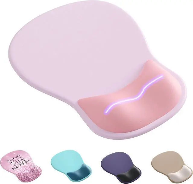 Main image of Ergonomic Mouse Pad with Wrist Rest Cute Gel Mousepad Wrist Support - Small Mini Portable for Travel Mouse Pads for Desk Laptop Computer Office & Home Decor (Pink&Light Pink)