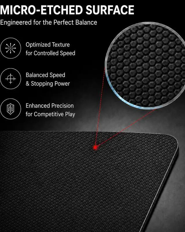 Alt view image 5 of 7 - Tempered Glass Gaming Mouse Pad Micro-Etched Ultra-Smooth Surface Hard Mouse Pad for Fast Glide Precision Tracking Speed & Control Non-Slip Base 16.1 x 12.2