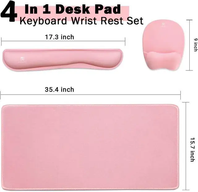 Alt view image 2 of 7 - Keyboard Wrist Rest Large Mouse Pad Wrist Support for Computer 4 in 1 Memory Foam Keyboard Pad Desk Mat Ergonomic Hand Rest Wrist Cushion for Home Office Gaming-Pink