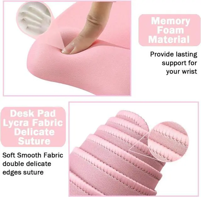 Alt view image 4 of 7 - Keyboard Wrist Rest Large Mouse Pad Wrist Support for Computer 4 in 1 Memory Foam Keyboard Pad Desk Mat Ergonomic Hand Rest Wrist Cushion for Home Office Gaming-Pink