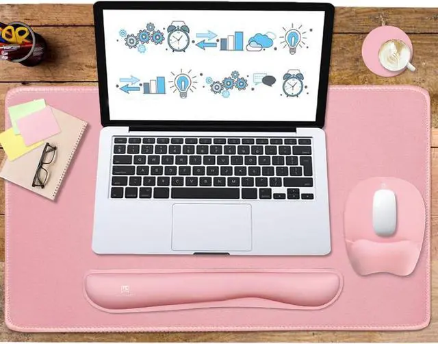 Alt view image 6 of 7 - Keyboard Wrist Rest Large Mouse Pad Wrist Support for Computer 4 in 1 Memory Foam Keyboard Pad Desk Mat Ergonomic Hand Rest Wrist Cushion for Home Office Gaming-Pink