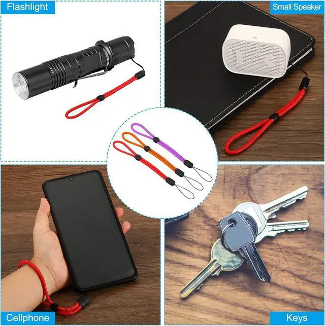 Alt view image 6 of 6 - 200mm 8 Inch Hand Wrist Strap Lanyards 20 Pcs Nylon Adjustable Wristlet String Cord for Cellphone Flashlight USB Key Chain Camera Bottom Orange