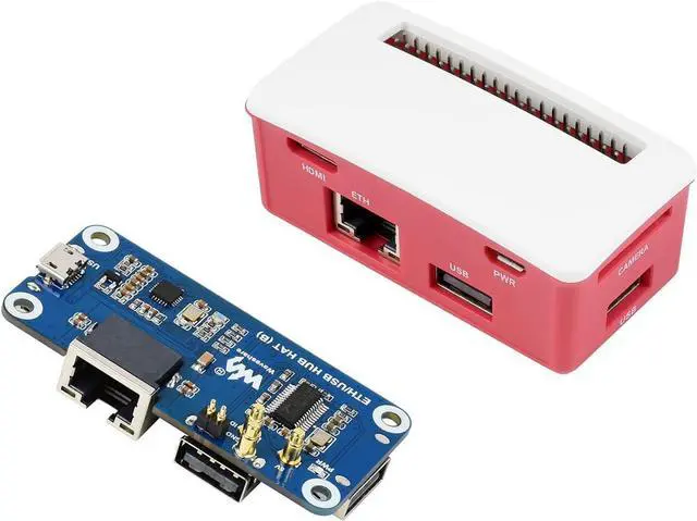 Alt view image 7 of 7 - Ethernet/USB HUB HAT B with Box ABS Case for Raspberry Pi Zero/Zero W/2 W/Zero WH/2 WH PC with 1 RJ45 10/100M Ethernet Port 3 USB Ports Compatible with USB2.0/1.1