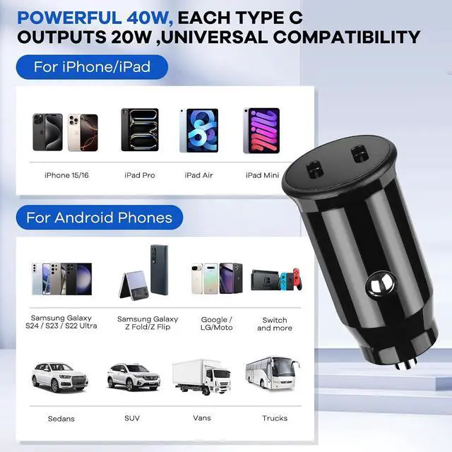 Alt view image 7 of 7 - 40W car Watch Charger 2-in-1 Fast Charging Cable Compatible with Watch 7/6/6 Classic/5 Pro/5/4/4 Classic/3 Active2/1 and GalaxyS24/S23/S22/21/20 Note/Z Fold 6(5FT)