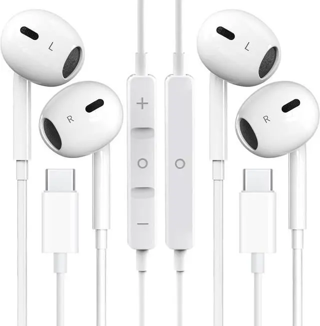 Main image of 2 Pack USB C Headphones for iPhone 17 16 15 Type C Wired Earbuds with Microphone & Remote Control HiFi Stereo Noise Cancelling In-Ear Earphones for iPad for Galaxy S25 S24 S23 S22 for Pixel 9 8 7