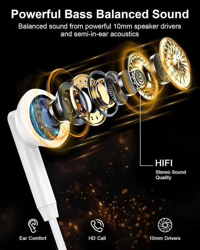 Alt view image 3 of 7 - iPhone 17e 17 Headphones Wired USB C Ear Buds for iPhone 17 Pro Max 17pro 16e 16 15 Plus Air Pods Earbuds Usbc Noise Cancelling Earphones USB-C with Mic Earpods Type C iPods Corded Audífonos