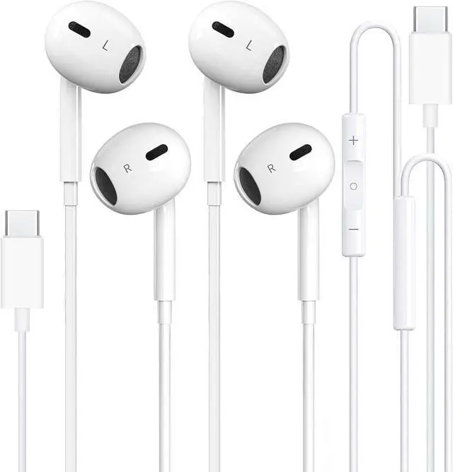 Main image of 2 Pack-USB C Headphones Wired for iPhone 17/16 Type C Earbuds with Microphone & Remote Noise Cancelling Earphones for iPhone 16/15 Pro Max iPad Galaxy S23/S22/S21/S20 Pixel 7/6/5/4